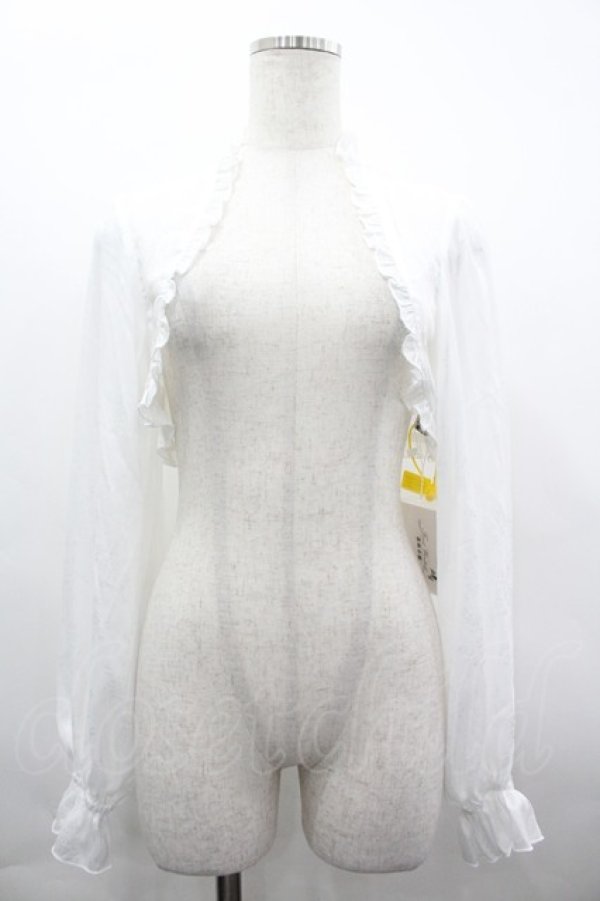 画像1: Forest Wardrobe 森林衣樹 / 透かしフラワーフリル長袖ボレロ S 白 I-26-04-01-015-LO-TO-SA-ZI (1)