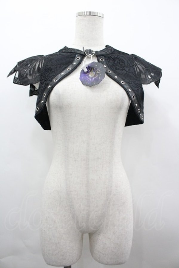 画像1: Star Fantasy / 薔薇柄半袖ボレロ  黒 I-26-04-01-016-PU-TO-SA-ZI (1)
