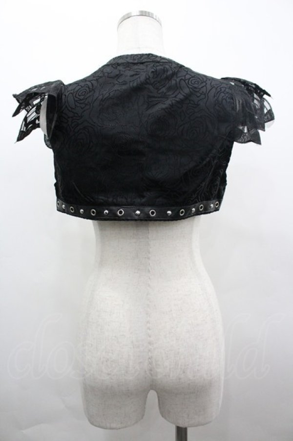 画像2: Star Fantasy / 薔薇柄半袖ボレロ  黒 I-26-04-01-016-PU-TO-SA-ZI (2)