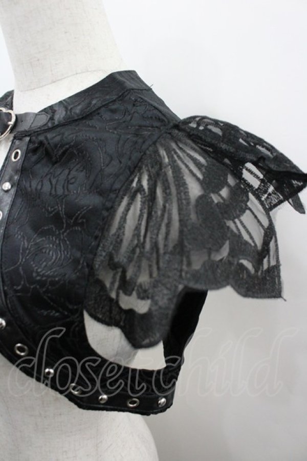 画像3: Star Fantasy / 薔薇柄半袖ボレロ  黒 I-26-04-01-016-PU-TO-SA-ZI (3)