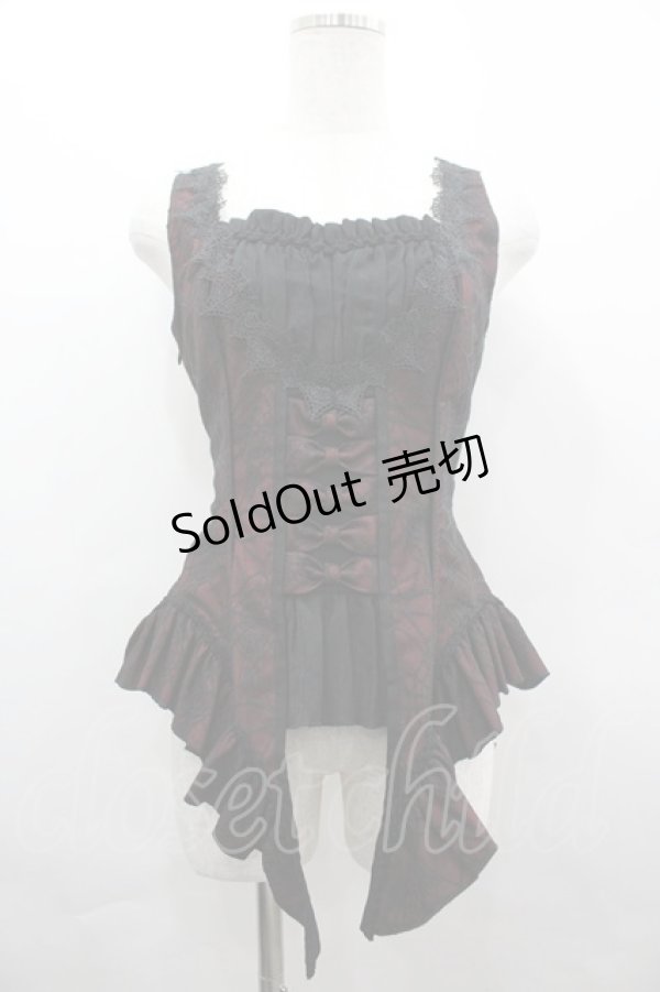 画像1: Lilizi / 蜘蛛の巣レースビスチェ  赤Ｘ黒 I-26-04-01-018-LO-JA-SA-ZI (1)