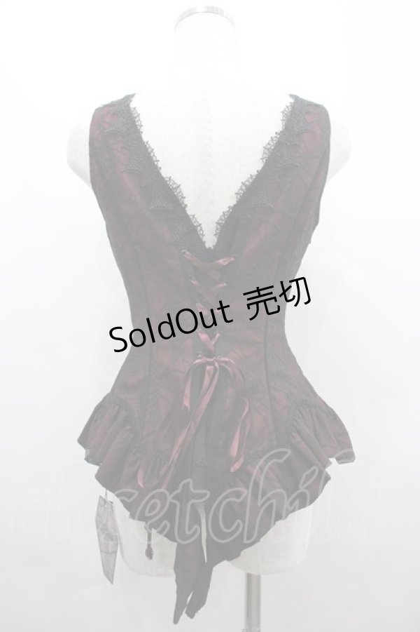 画像2: Lilizi / 蜘蛛の巣レースビスチェ  赤Ｘ黒 I-26-04-01-018-LO-JA-SA-ZI (2)