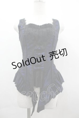 画像: Lilizi / 蜘蛛の巣レースビスチェ S 青Ｘ黒 I-26-04-01-019-LO-JA-SA-ZI