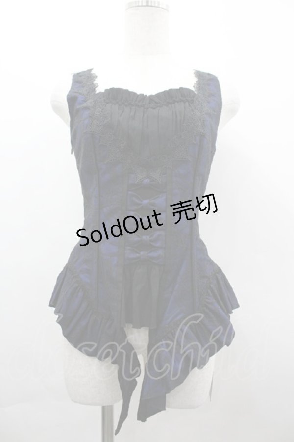 画像1: Lilizi / 蜘蛛の巣レースビスチェ S 青Ｘ黒 I-26-04-01-019-LO-JA-SA-ZI (1)