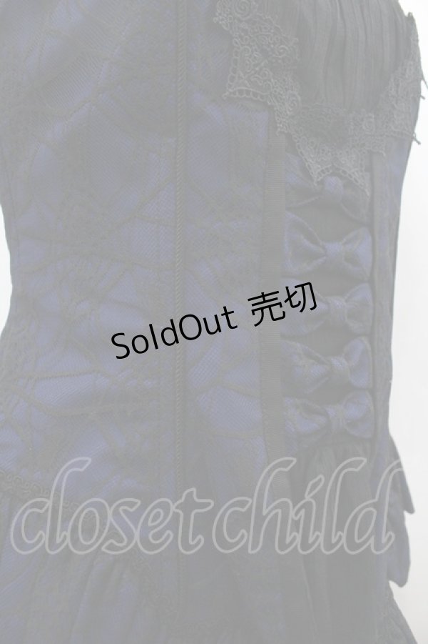 画像3: Lilizi / 蜘蛛の巣レースビスチェ S 青Ｘ黒 I-26-04-01-019-LO-JA-SA-ZI (3)