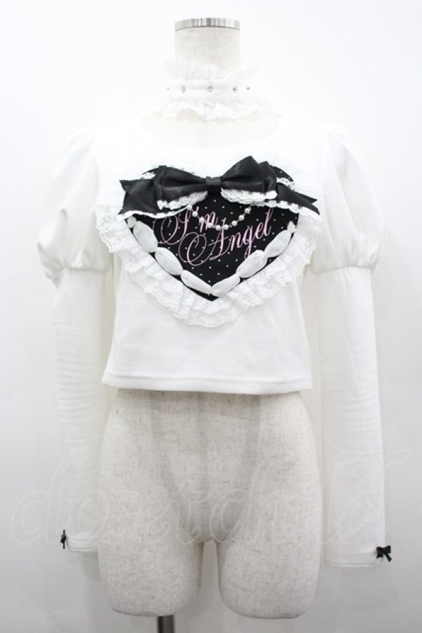 画像1: AVENCHUMU / Love heart's cake angel choker t-shirt  白 I-26-04-01-020-LO-TO-TE-ZI (1)