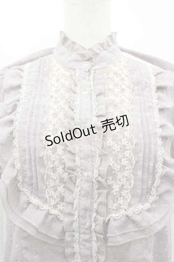 画像3: axes femme / レース使いドビードットブラウス M ラベンダー I-26-04-01-024-AX-BL-TE-ZI (3)