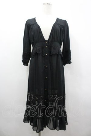 画像: axes femme / 透けレースロングカーディガン M 黒 I-26-04-01-027-AX-TO-TE-ZI