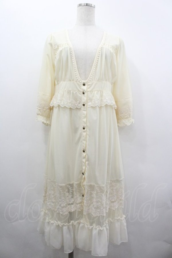 画像1: axes femme / 透けレースロングカーディガン M 生成り I-26-04-01-028-AX-TO-TE-ZI (1)