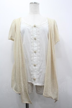 画像: axes femme / カーデ重ね風トップス  アイボリーＸ白 I-26-04-01-030-AX-TO-SA-ZI