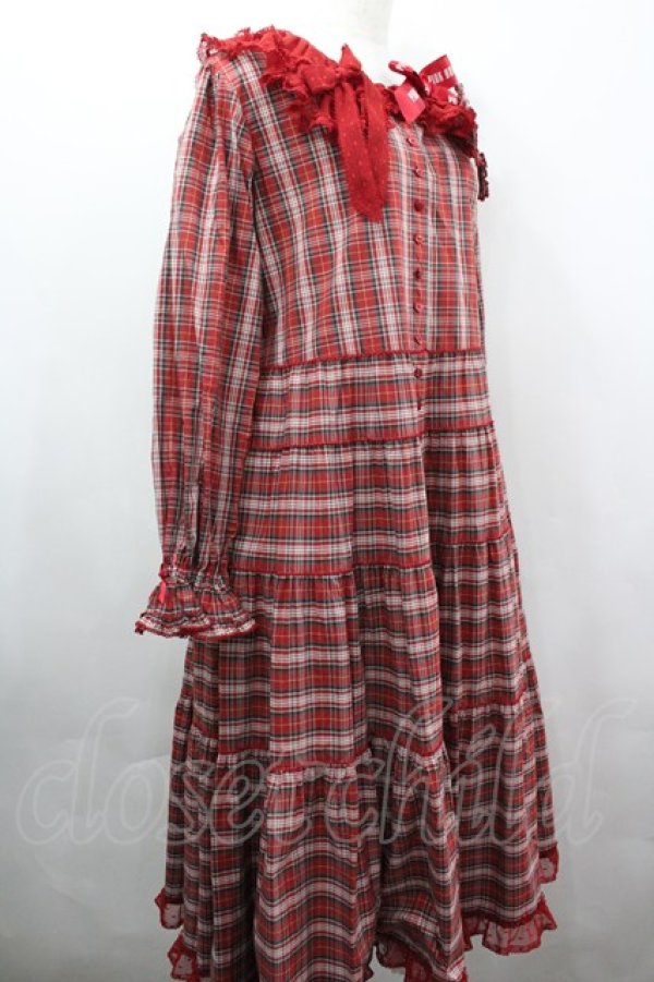 画像3: PINK HOUSE / PINK HOUSE×misako aoki チェックワンピース  赤チェック I-26-04-03-032-LO-OP-SA-ZI (3)