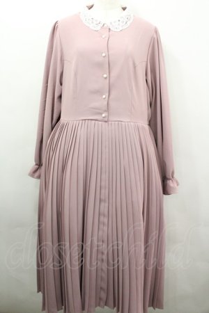 画像: m petit by misako / AM*レースエリプリーツワンピース 3L ピンク I-26-04-03-035-LO-OP-SA-ZI