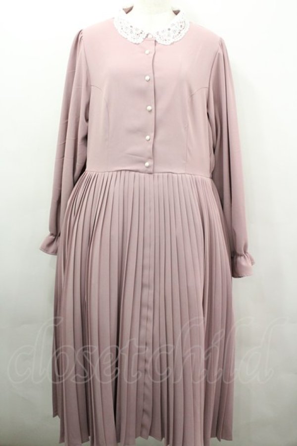 画像1: m petit by misako / AM*レースエリプリーツワンピース 3L ピンク I-26-04-03-035-LO-OP-SA-ZI (1)