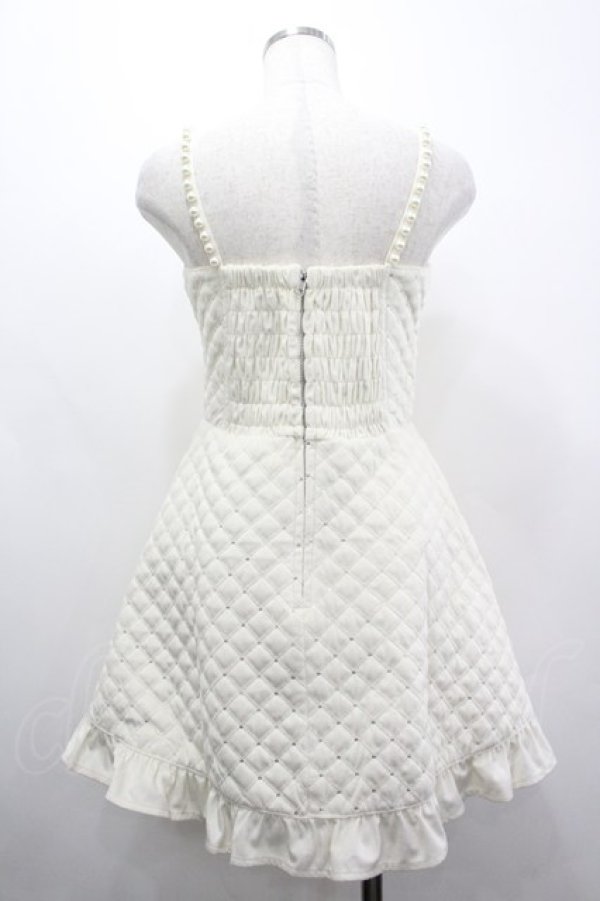 画像2: Honey Cinnamon / 肩パールキルティングジャンパースカート F 白 I-26-04-03-043-LO-OP-TE-ZI (2)