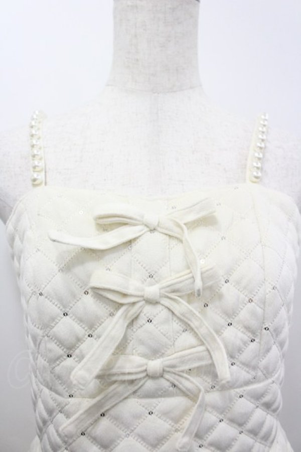 画像3: Honey Cinnamon / 肩パールキルティングジャンパースカート F 白 I-26-04-03-043-LO-OP-TE-ZI (3)