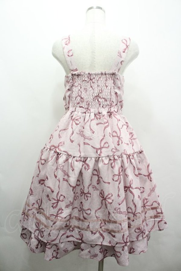 画像2: axes femme POETIQUE / リボン柄ドールジャンパースカート M ピンク I-26-04-03-050-AX-OP-SA-ZI (2)