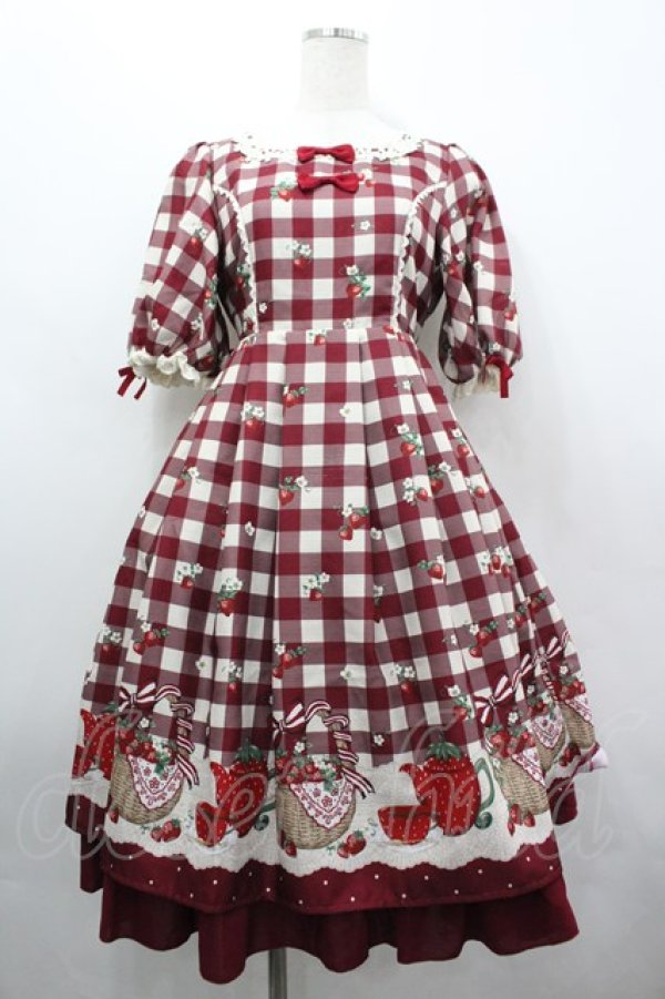 画像1: axes femme kawaii / ベリーズピクニックワンピース M レッド I-26-04-03-059-AX-OP-SA-ZI (1)