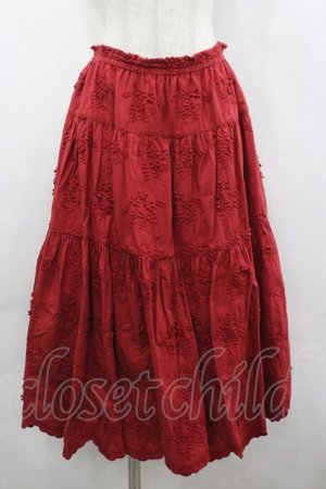 画像: PINK HOUSE / フラワーレーススカート  赤 I-26-04-03-070-LO-SK-SA-ZI