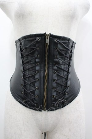 画像: Na+H / ボーンレザーコルセット  黒 I-26-04-03-076-PU-ZA-SA-ZI