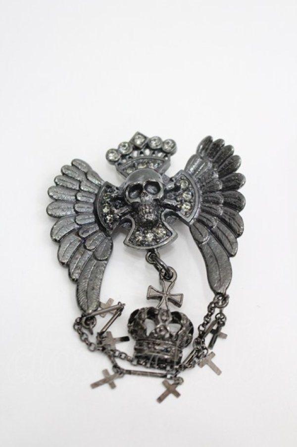 画像1: BPN / 羽根十字髑髏ネクタイピン  ガンメタ I-26-04-03-081-GO-ZA-SA-ZI (1)