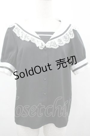 画像: MA*RS / レースセーラーブラウス  黒×白 I-26-04-03-011-EL-BL-TE-ZI