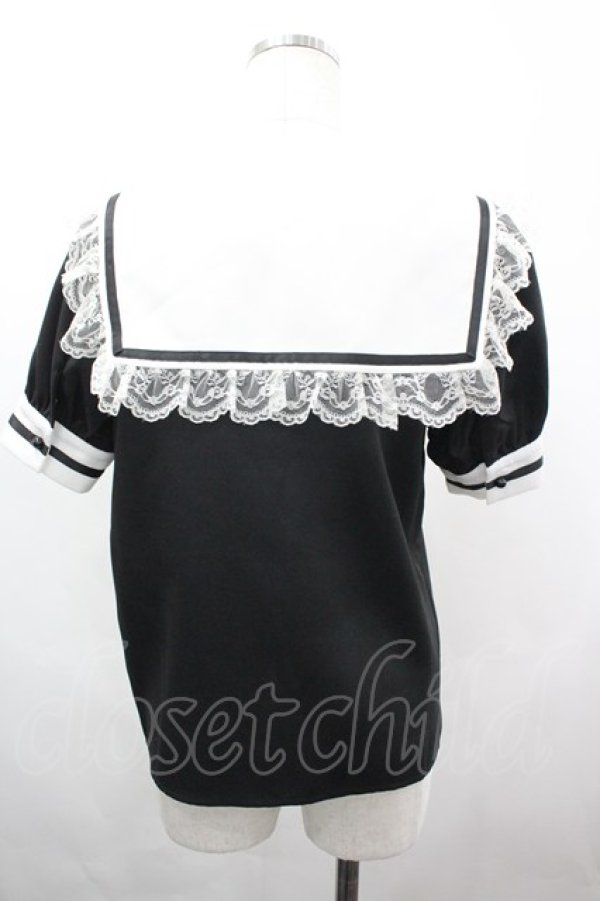 画像2: MA*RS / レースセーラーブラウス  黒×白 I-26-04-03-011-EL-BL-TE-ZI (2)