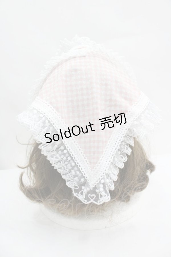 画像3: LOLITA / 五月アイコラボ/チェックリボンバブーシュカ  ピンク×白 I-26-04-03-110-LO-ZA-TE-ZI (3)