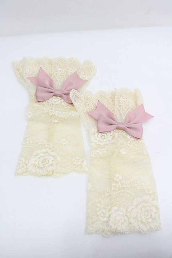 画像1: Mary Magdalene / リボン付レースカフス・ショート  黒 I-26-04-03-118-CL-ZA-SA-ZI (1)