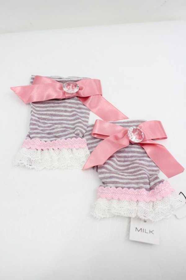 画像1: MILK / ストライプグローブ  ピンク I-26-04-03-121-ML-ZA-SA-ZI (1)