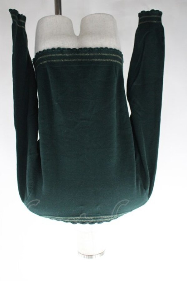 画像2: ALICE and the PIRATES / バイオリン刺繍カーディガン  グリーン I-26-04-03-016-PA-TO-SA-ZI (2)