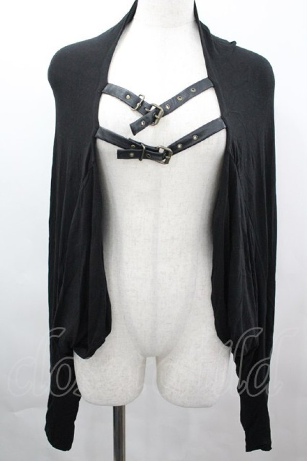 画像1: Na+H / 2連ベルトカーディガン  黒 I-26-04-03-017-PU-TO-SA-ZI (1)