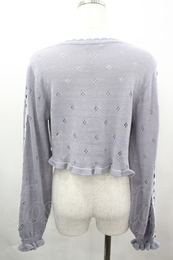画像2: axes femme POETIQUE / フリルラメニットカーディガン M ブルーグレー I-26-04-03-025-AX-TO-SA-ZI (2)