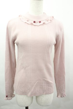 画像: axes femme / バラボトルネックリブプルオーバー  ピンク I-26-04-03-026-AX-TO-SA-ZI