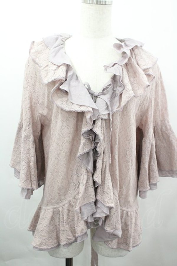 画像1: PINK HOUSE / 総レースフリルカーディガン  ラベンダー I-26-04-03-028-LO-TO-SA-ZI (1)