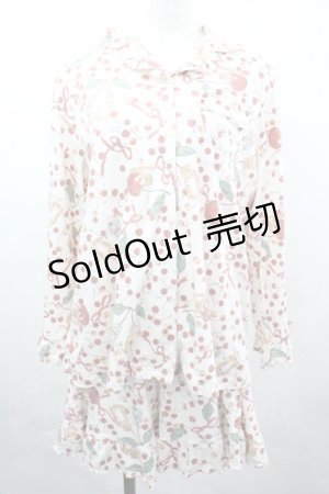 画像: PINK HOUSE / キャットチェリードロップルームウェア  アイボリー I-26-04-03-031-LO-OP-SA-ZI