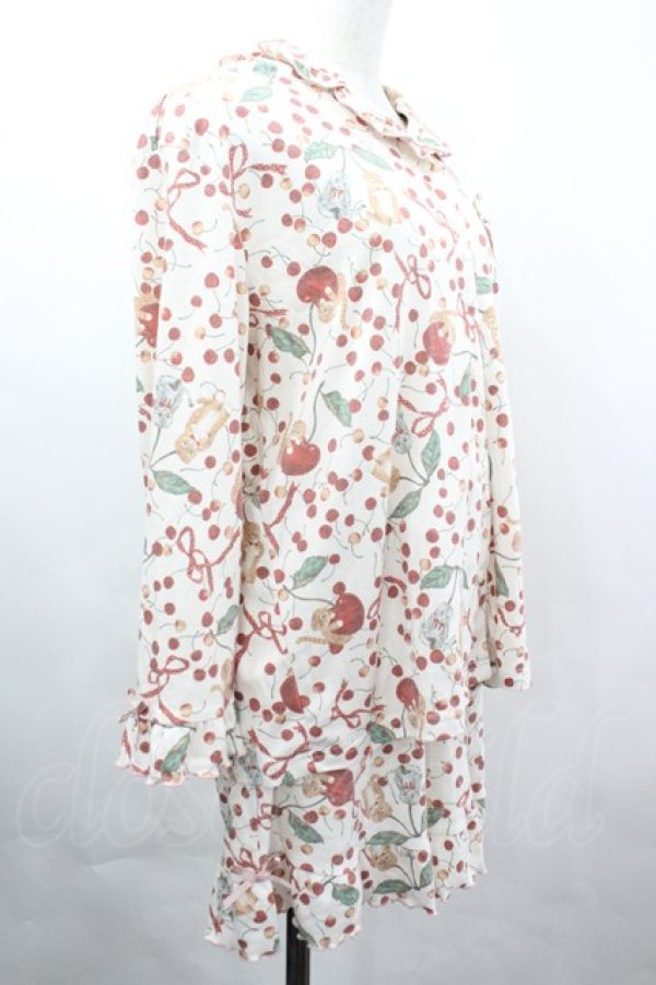 画像3: PINK HOUSE / キャットチェリードロップルームウェア  アイボリー I-26-04-03-031-LO-OP-SA-ZI (3)