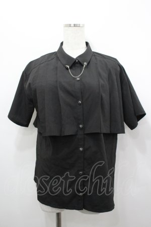 画像: axes femme / チェーン付き半袖ブラウス  黒 I-26-04-06-001-AX-BL-SA-ZI