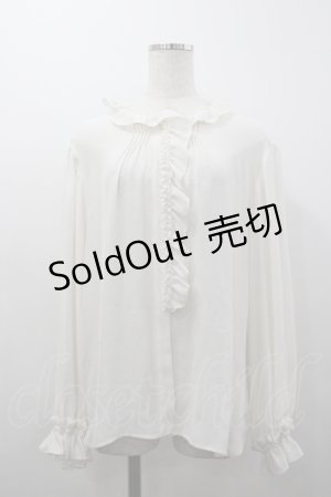 画像: Jane Marple Dans Le Salon / Dry georgette frill-trim blouse M オフ I-26-04-06-004-JM-BL-TE-ZI