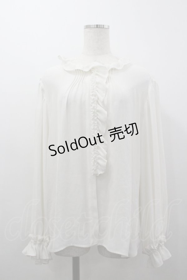 画像1: Jane Marple Dans Le Salon / Dry georgette frill-trim blouse M オフ I-26-04-06-004-JM-BL-TE-ZI (1)