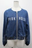 画像1: PINK HOUSE / ロゴ刺繍ブルゾン 3(M) ブルー I-26-04-06-030-LO-JA-SA-ZI (1)