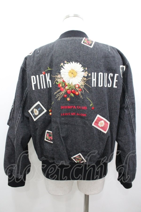 画像3: PINK HOUSE / 雛菊とさくらんぼ刺繍入りリバーシブルブルゾン  黒Ｘデニム I-26-04-06-033-LO-JA-SA-ZI (3)