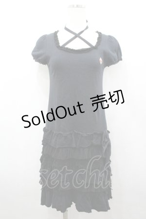 画像: BABY,THE STARS SHINE BRIGHT / プリンセスドロップフリルカットワンピース  黒 I-26-04-06-037-BA-OP-SA-ZI