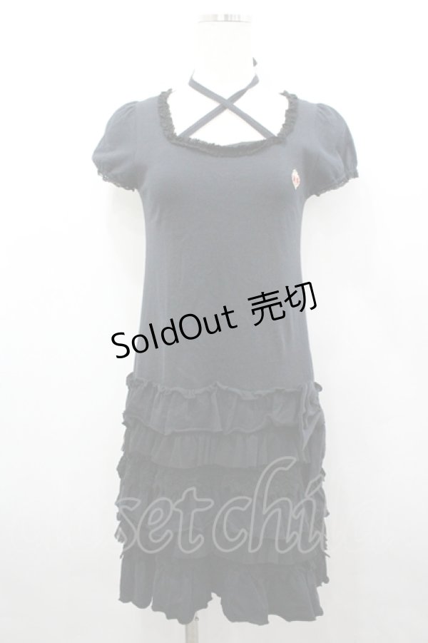 画像1: BABY,THE STARS SHINE BRIGHT / プリンセスドロップフリルカットワンピース  黒 I-26-04-06-037-BA-OP-SA-ZI (1)