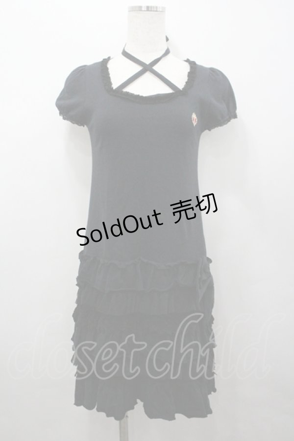 画像2: BABY,THE STARS SHINE BRIGHT / プリンセスドロップフリルカットワンピース  黒 I-26-04-06-037-BA-OP-SA-ZI (2)