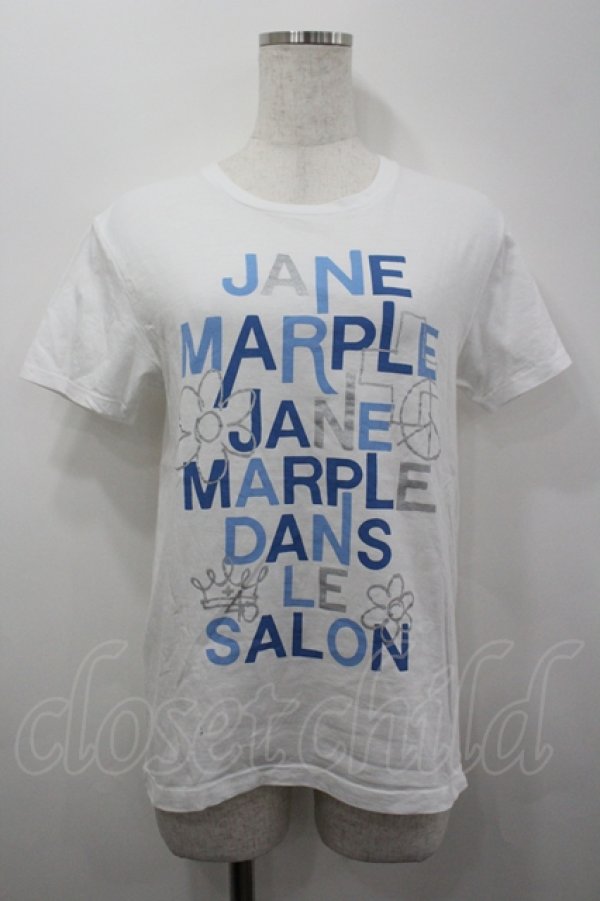 画像1: Jane Marple / Signature Printed T-shirt S 白×ブルー I-26-04-06-005-JM-TO-TE-ZI (1)