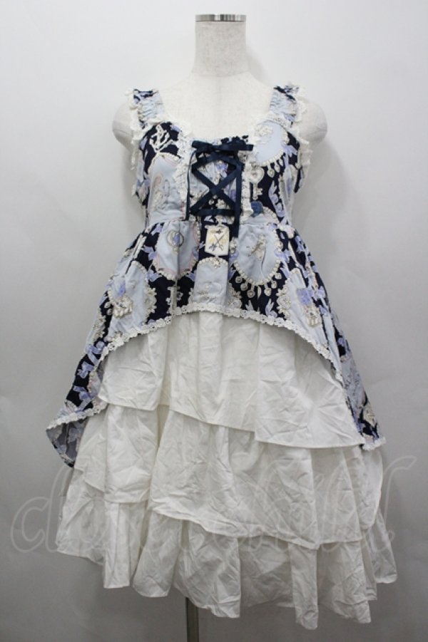 画像1: ALICE and the PIRATES / 宝石柄ジャンパースカート  紺 I-26-04-06-040-PA-OP-SA-ZI (1)