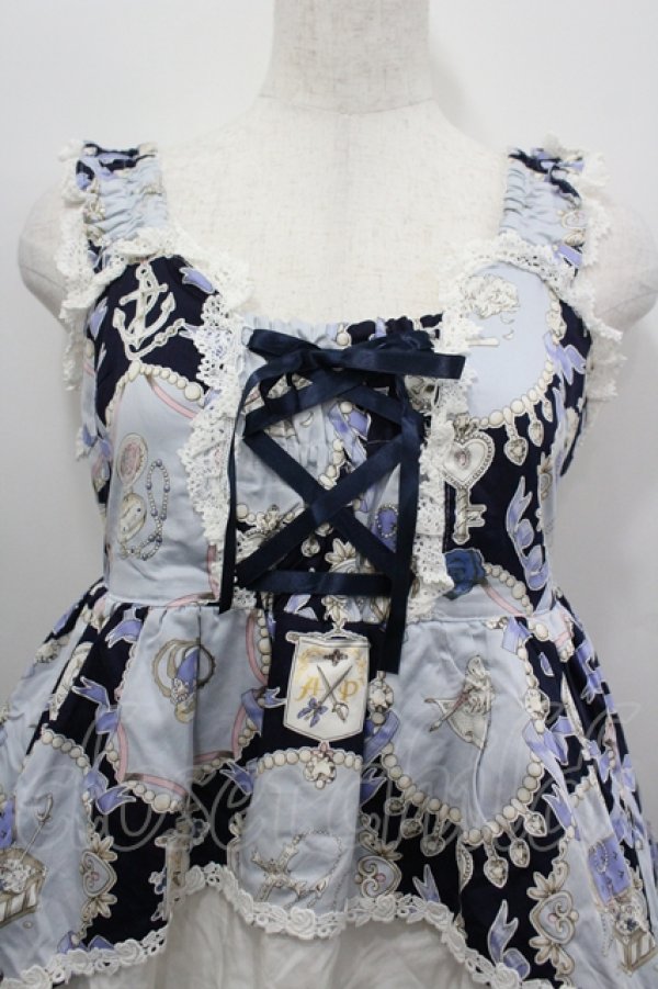 画像2: ALICE and the PIRATES / 宝石柄ジャンパースカート  紺 I-26-04-06-040-PA-OP-SA-ZI (2)