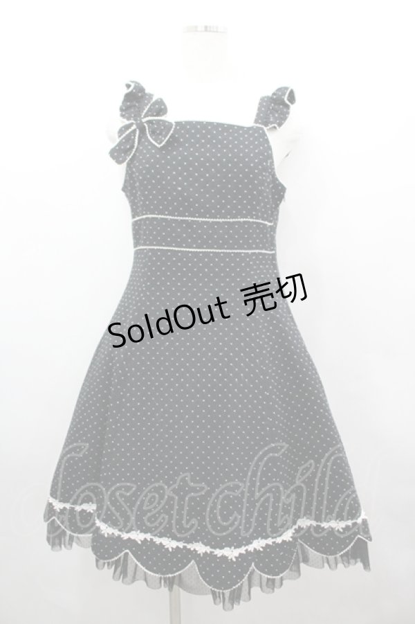 画像1: Innocent World / ドットリボンジャンパースカート  黒Ｘ白 I-26-04-06-041-IW-OP-SA-ZI (1)