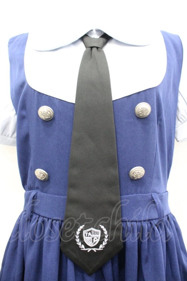 画像2: To Alice / ポリスレイヤード風ワンピース  ネイビー I-26-04-06-042-LO-OP-SA-ZI (2)