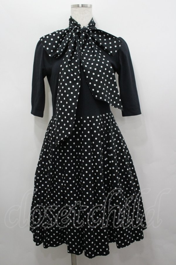 画像1: MILK / Anna Scarfワンピース  黒Ｘ白 I-26-04-06-045-ML-OP-SA-ZI (1)